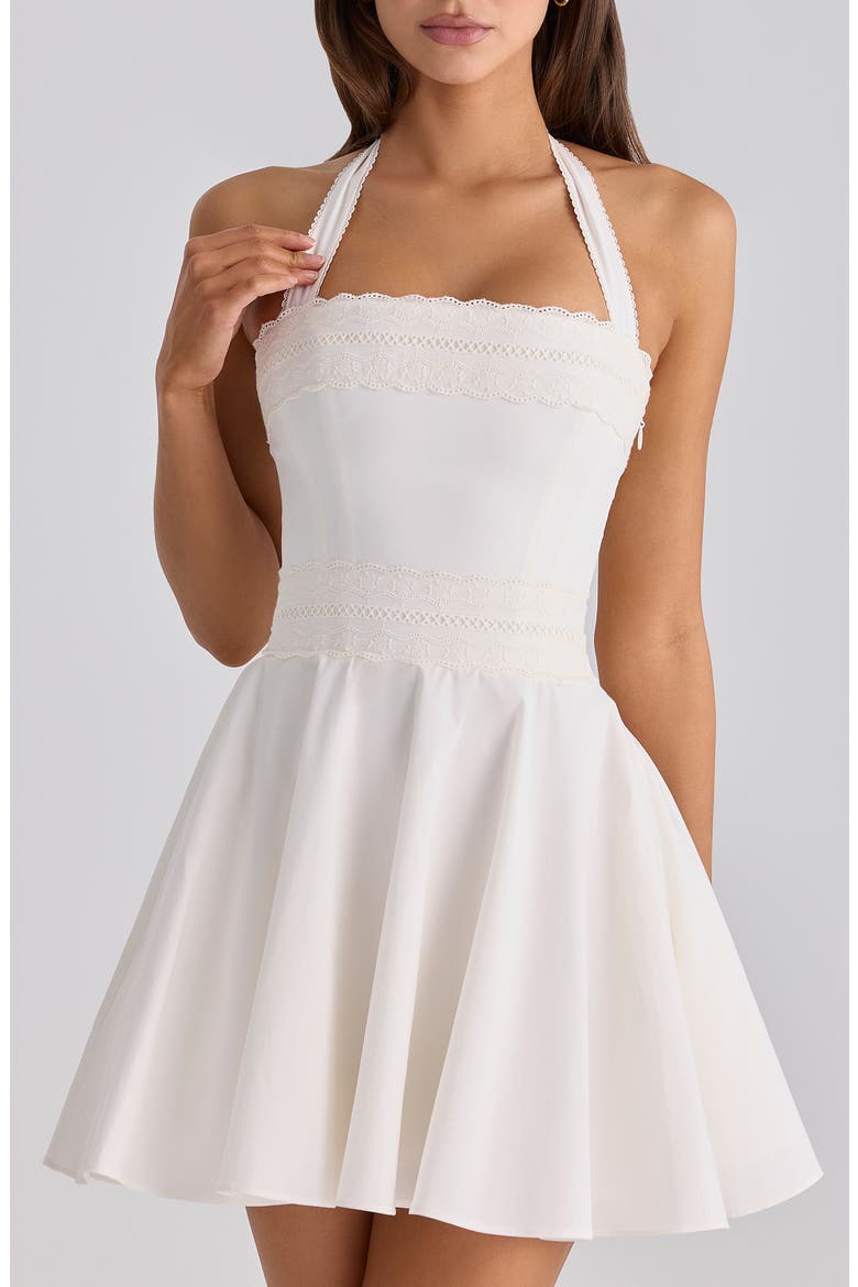 Cosette Halter Neck Minidress, Alternate, color, WHITE