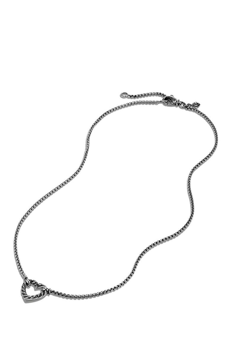 'Cable Collectibles' Heart Station Necklace with 18K Gold, Alternate, color, SILVER/ GOLD