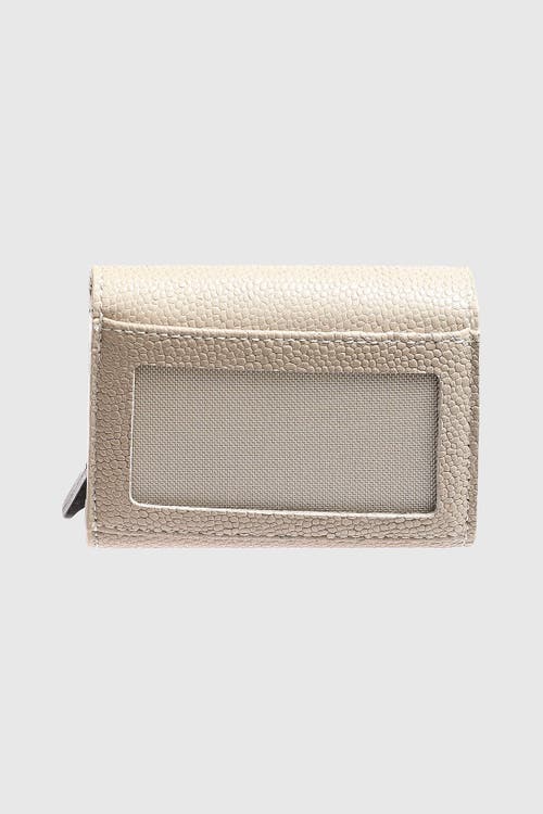Furniq Uk Genuine Leather Caviar Pattern Snap Closure Wallet And Card Holder In Sand