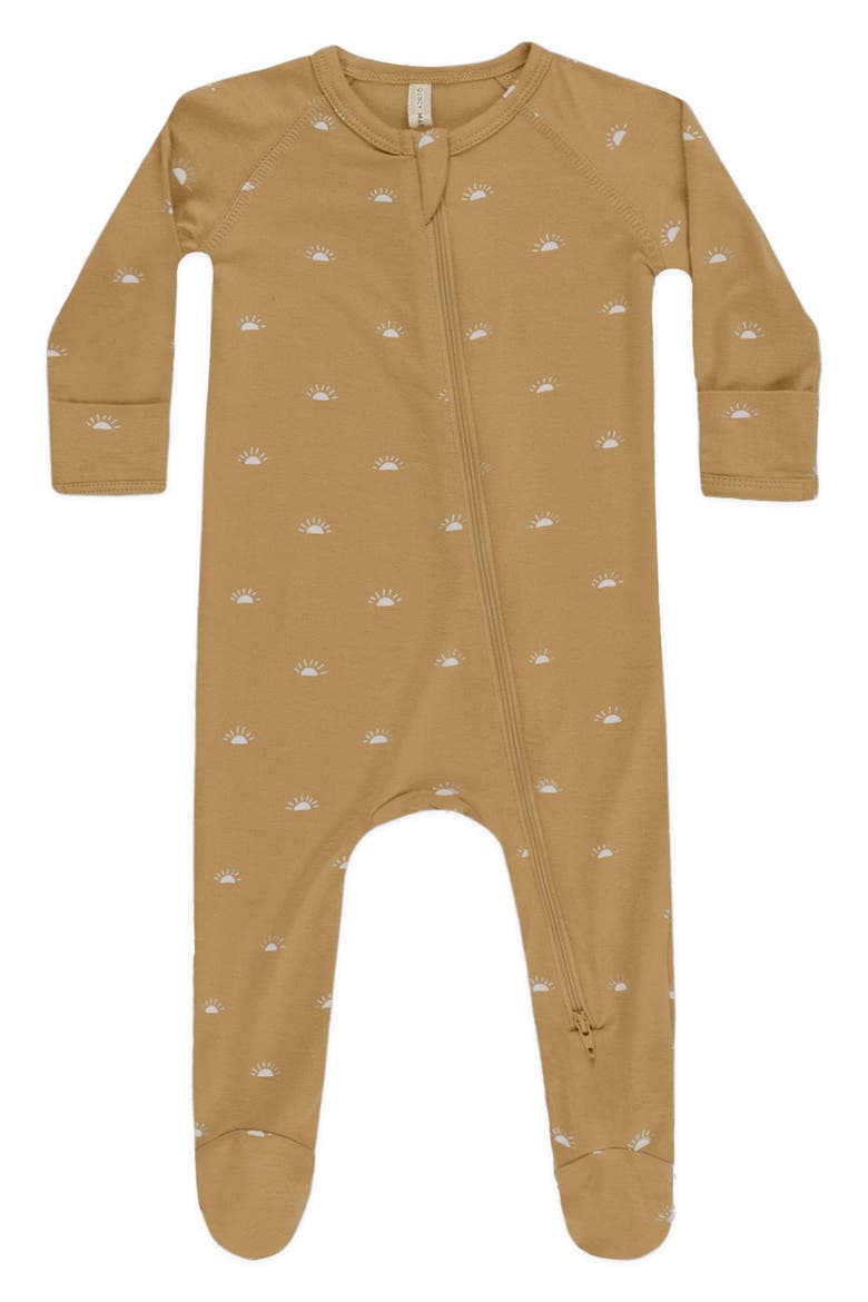Suns Print Two-Way Zip Footie, Main, color, HONEY