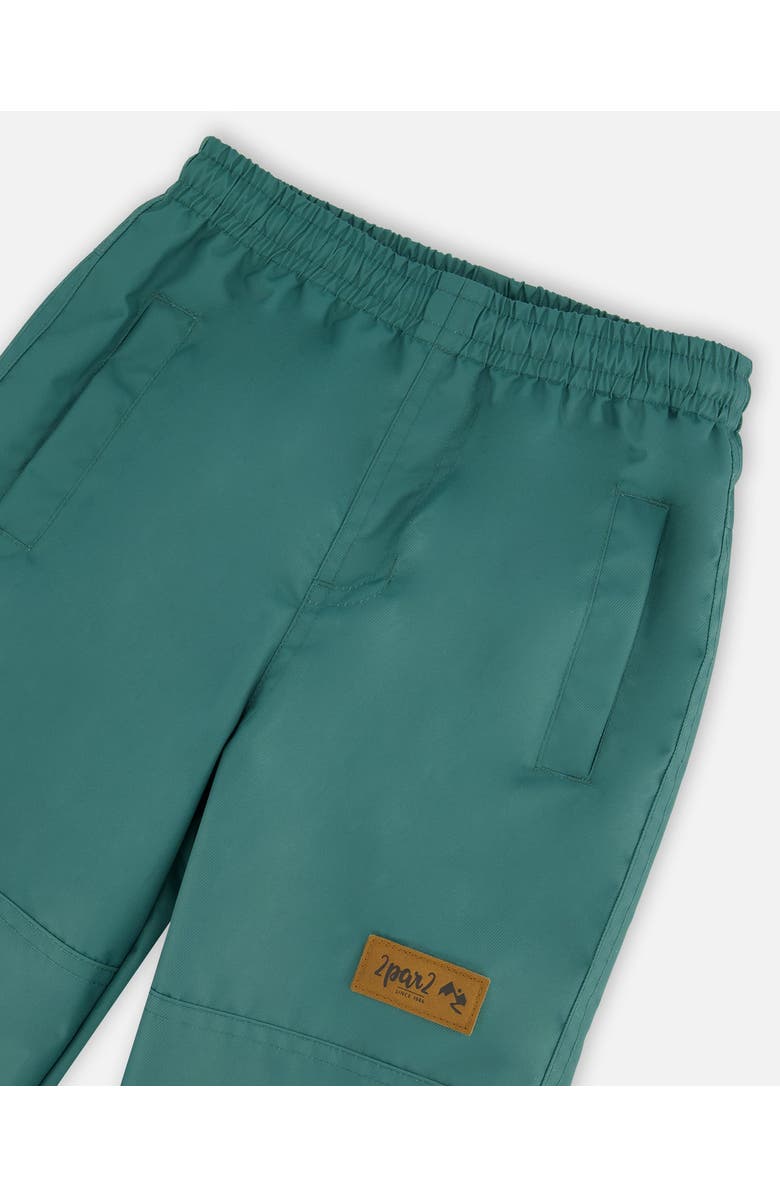 Deux par Deux Little Girl's Two-Piece Mid-Season Outerwear Set Sage, Pink, And Flowers On Beige, Alternate, color, 