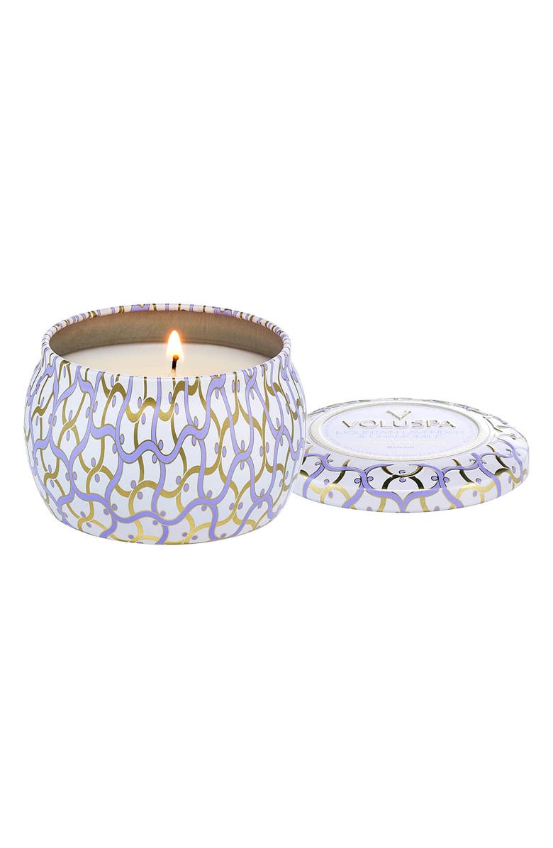 Voluspa Mountain Lavender & Chamomile Mini Tin Candle, Main, color,