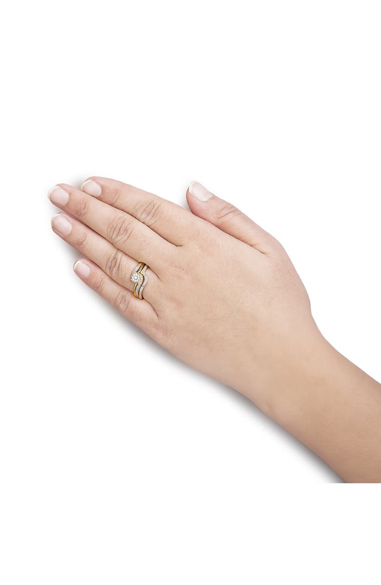 Haus of Brilliance Silver 1/3 Cttw Multi-Diamond Bridal Set Ring and Band, Alternate, color, Yellow