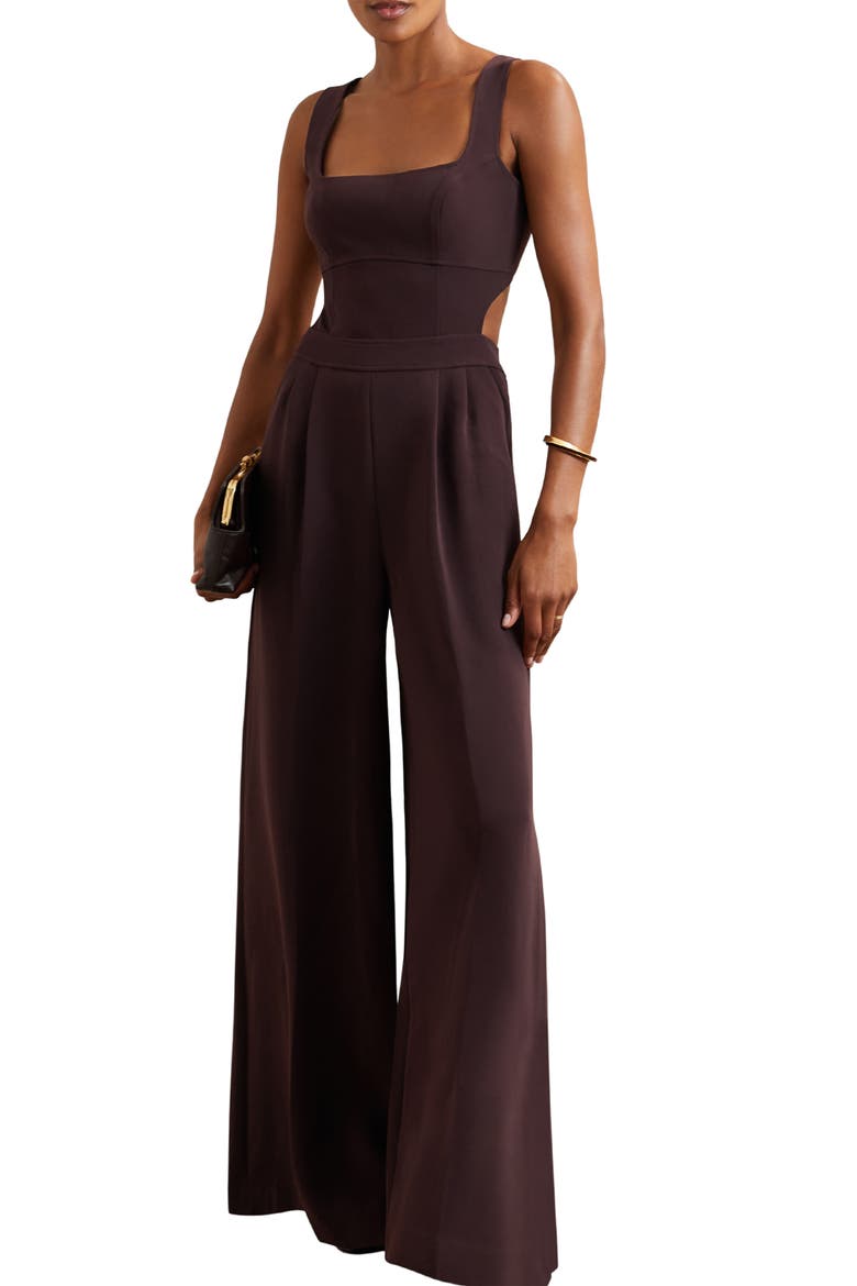 Dion Pleated Sleeveless Wide Leg Jumpsuit, Main, color, BURGUNDY
