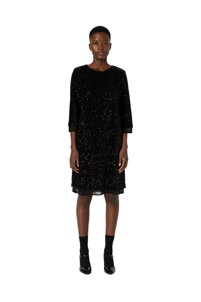 Liora Sequin Dress, Main, color, Black