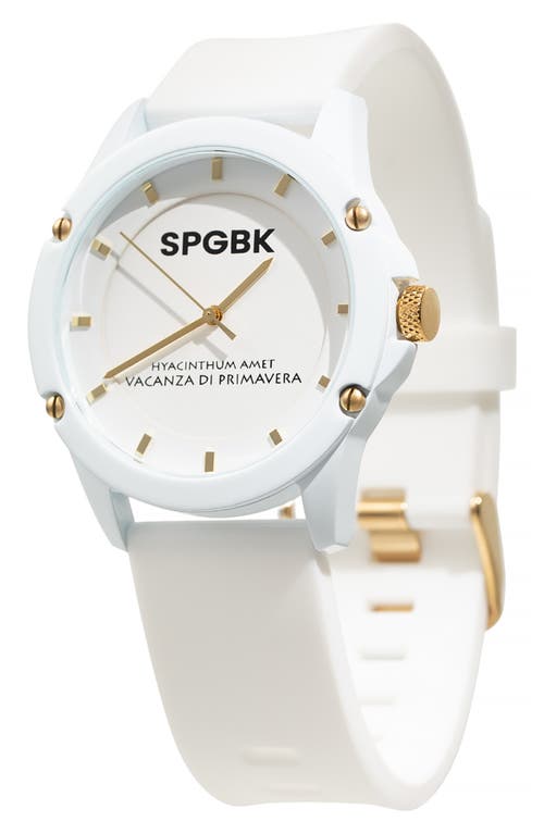 SPGBK Watches Edgewood Silicone Strap Watch, 44mm in White/gold  product