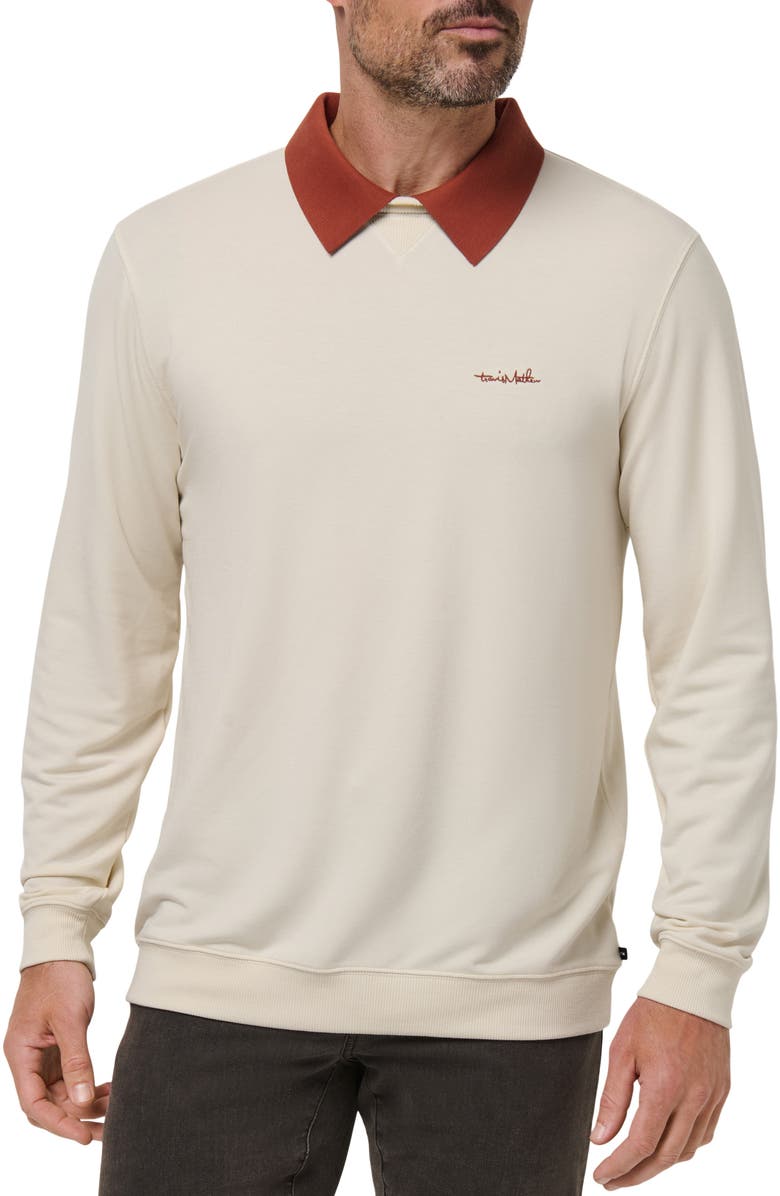 TravisMathew Amenities Collared Sweatshirt, Main, color, Birch