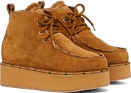 MCM Women's Platform Boots in Calfskin Suede Leather