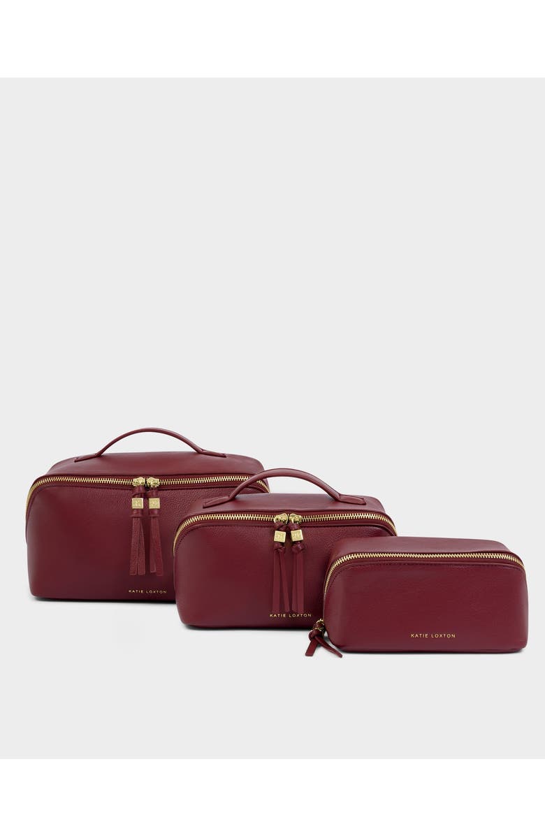 Katie Loxton Fold-Out Mirror Makeup Bag in Cherry, Alternate, color, Cherry