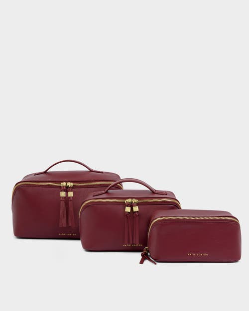 Katie Loxton Fold-out Mirror Makeup Bag In Burgundy