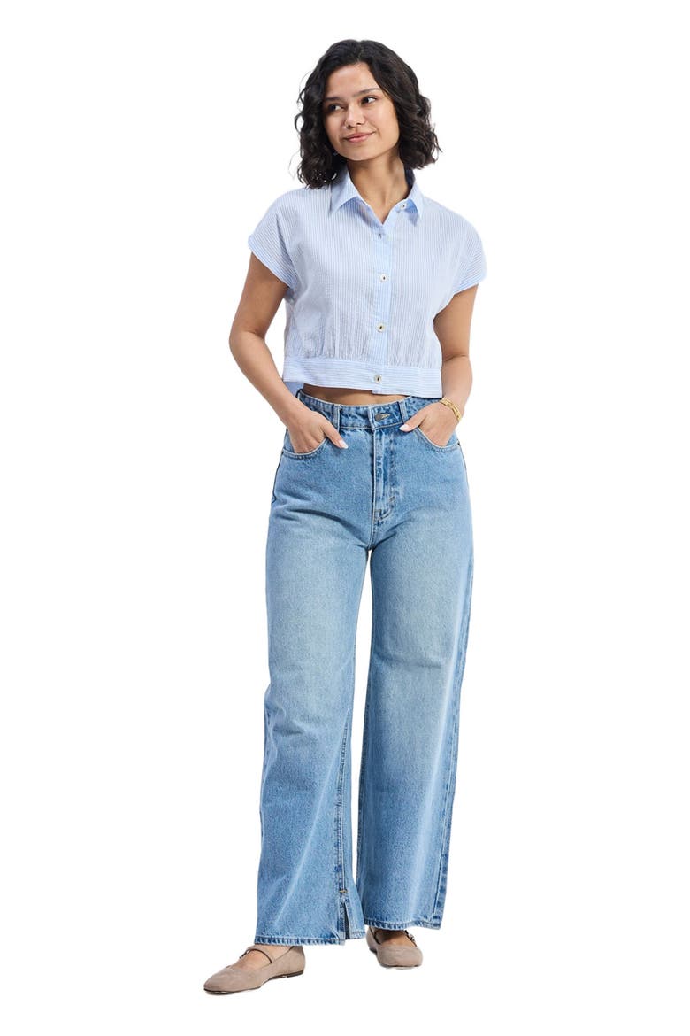 Oversized Crop Shirt, Alternate, color, Linear Rhythm