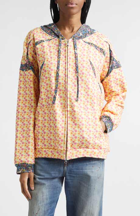Mixed Floral Print Full Zip Hoodie