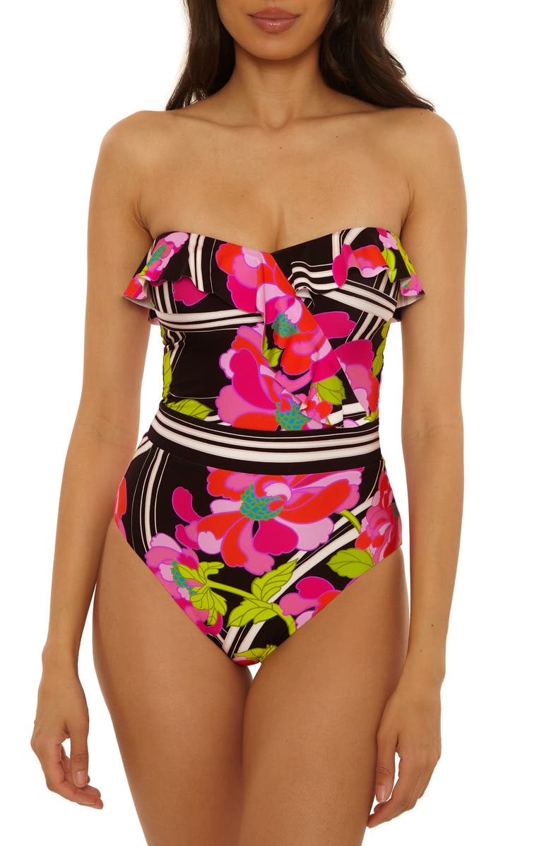 Trina Turk Bougainvillea One-Piece Swimsuit, Main, color, Multi
