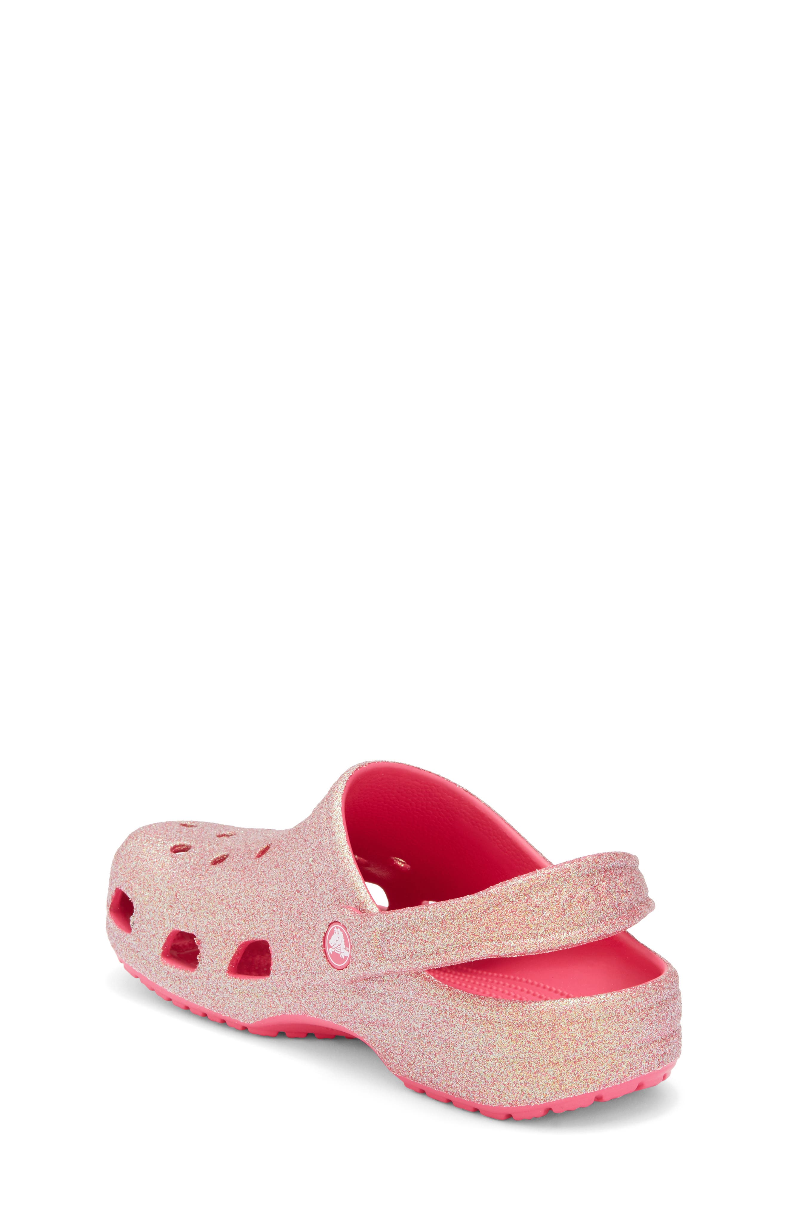 CROCS Kids' Classic Iridescent Glitter Clog, Alternate, color, Dragon Fruit