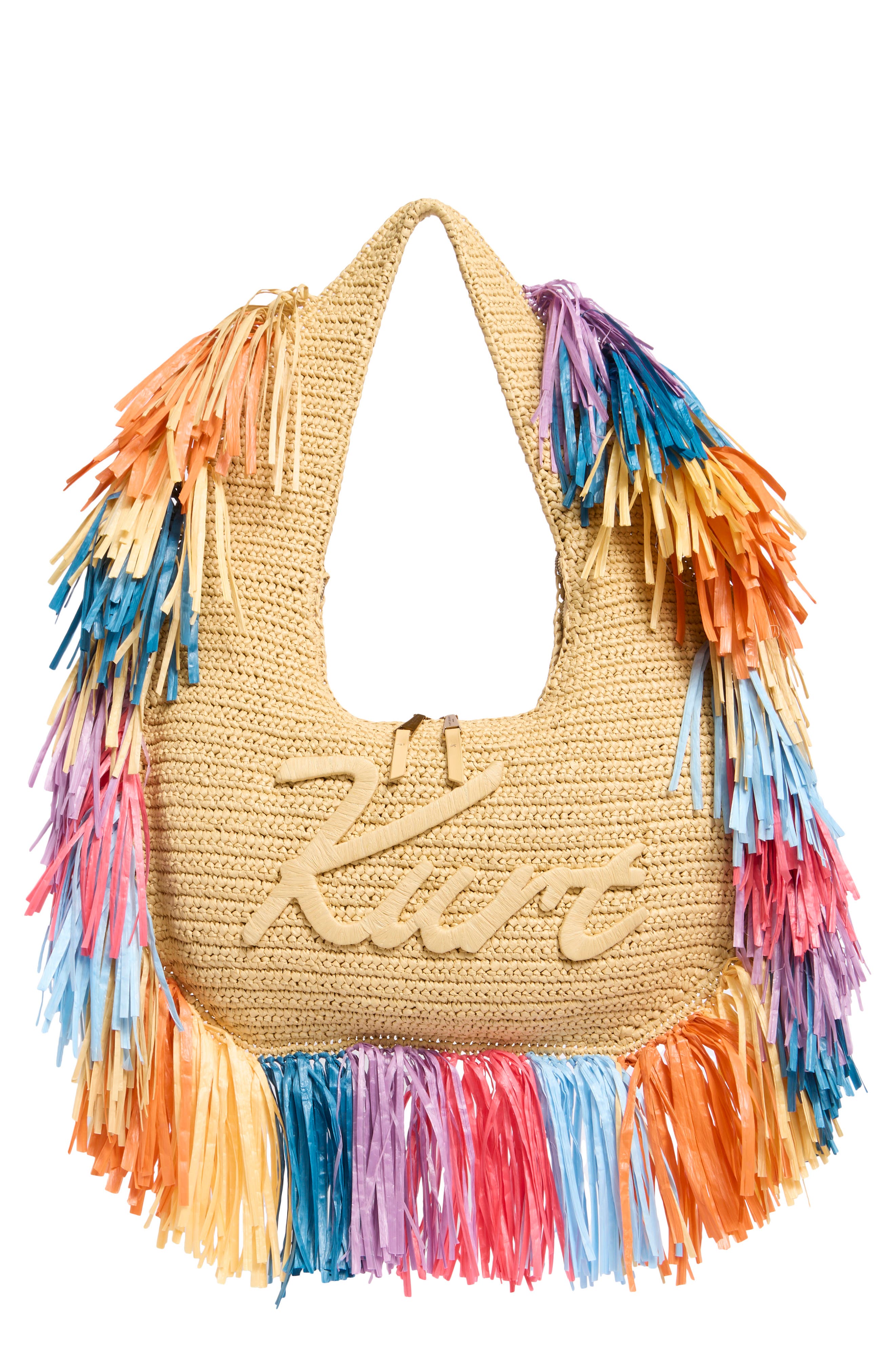 Kurt Geiger London Large Kurt Fringe Hobo Bag, Main, color, Open Beige