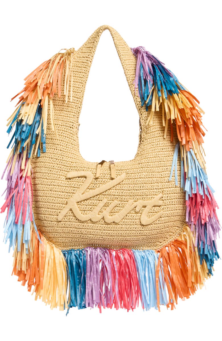 Kurt Geiger London Large Kurt Fringe Hobo Bag, Main, color, Open Beige