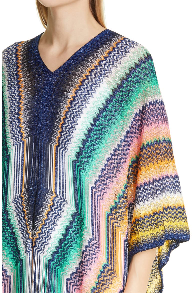 Metallic Zigzag Poncho, Alternate, color, BLUE MULTI
