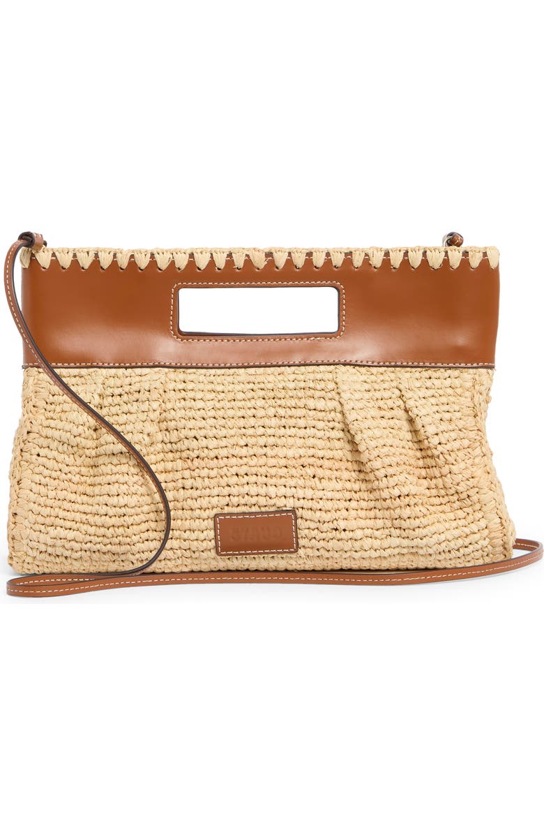 STAUD Lena Raffia Clutch, Alternate, color, Natural/ Tan