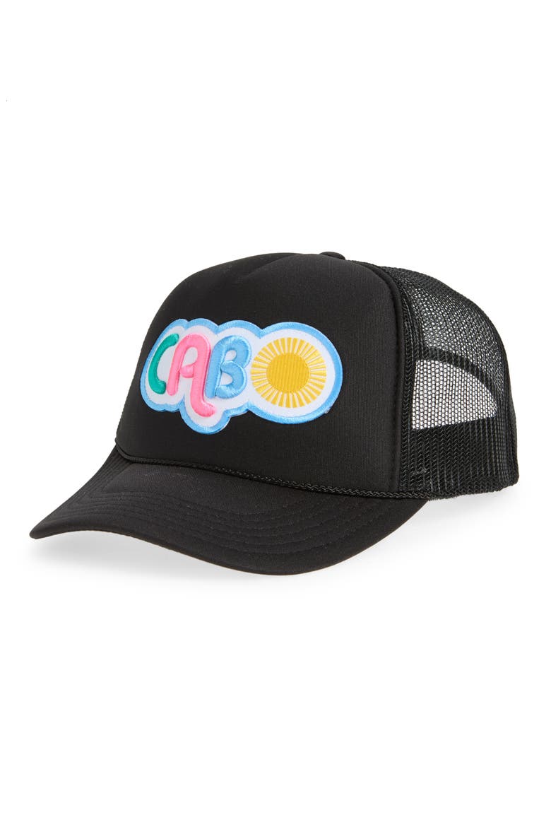 Cabo Patch Trucker Hat, Main, color, BLACK