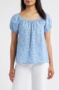 Bobeau Floral Peasant Top
