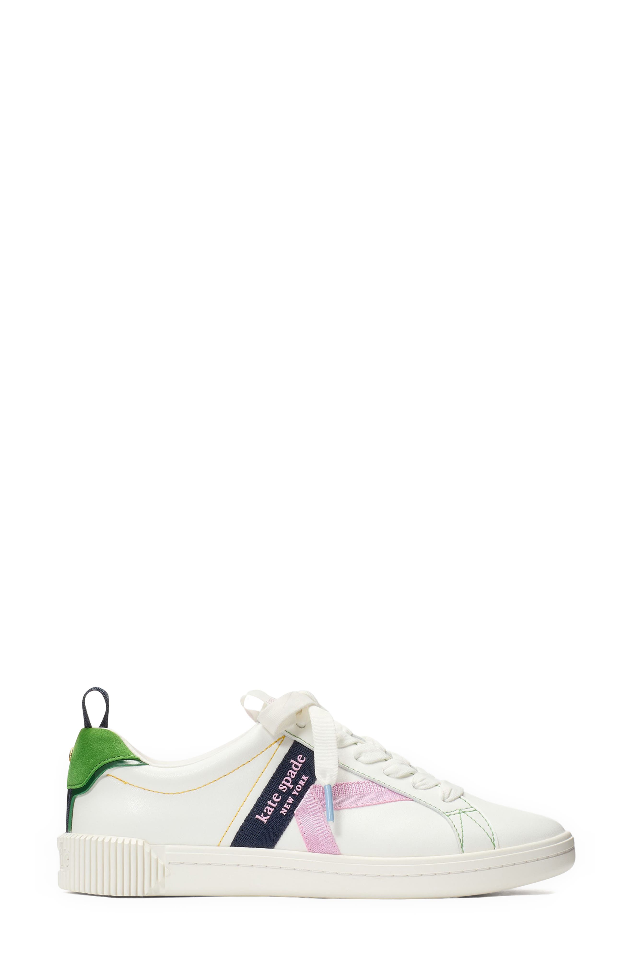Kate Spade New York signature sneaker, Alternate, color, True White/ Ks Green Multi