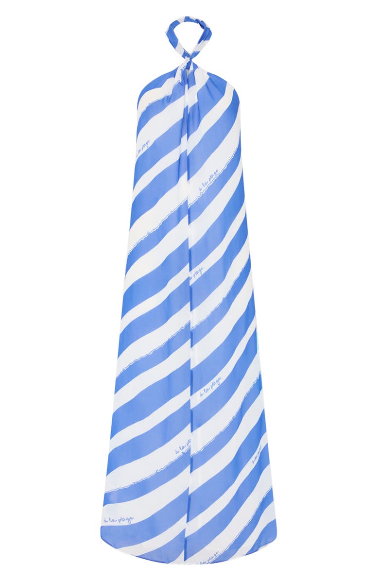 Milly Ava Cross Halter Cover-Up Dress, Alternate, color, Blue/ White