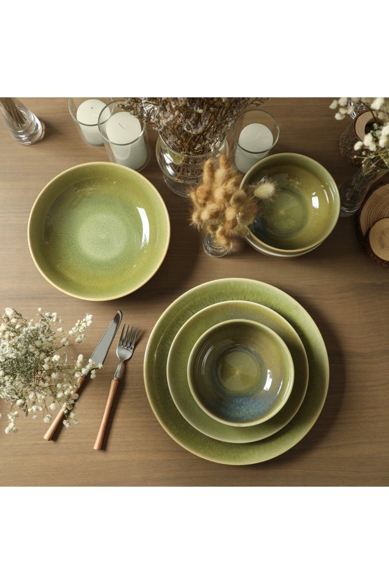Riley 16-Piece Dinnerware Set Stoneware, Service for 4, Alternate, color, Green and Blue