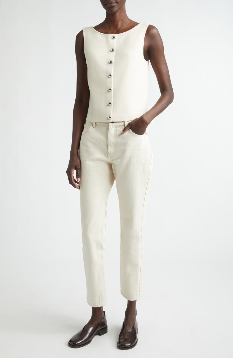 Lafayette 148 New York Button Front Sweater Vest, Alternate, color, Ecru