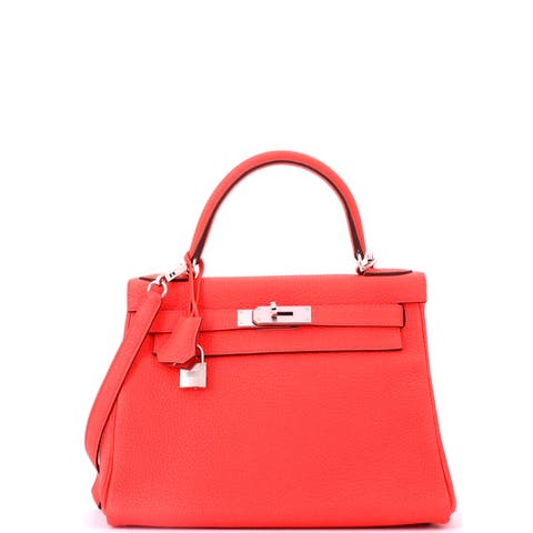 Kelly Handbag Pink Clemence with Palladium Hardware 28