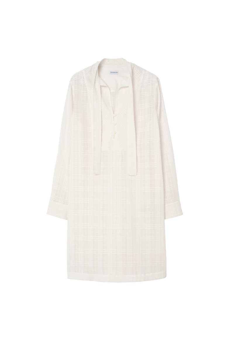 Check Cotton Voile Dress, Alternate, color, Chalk white