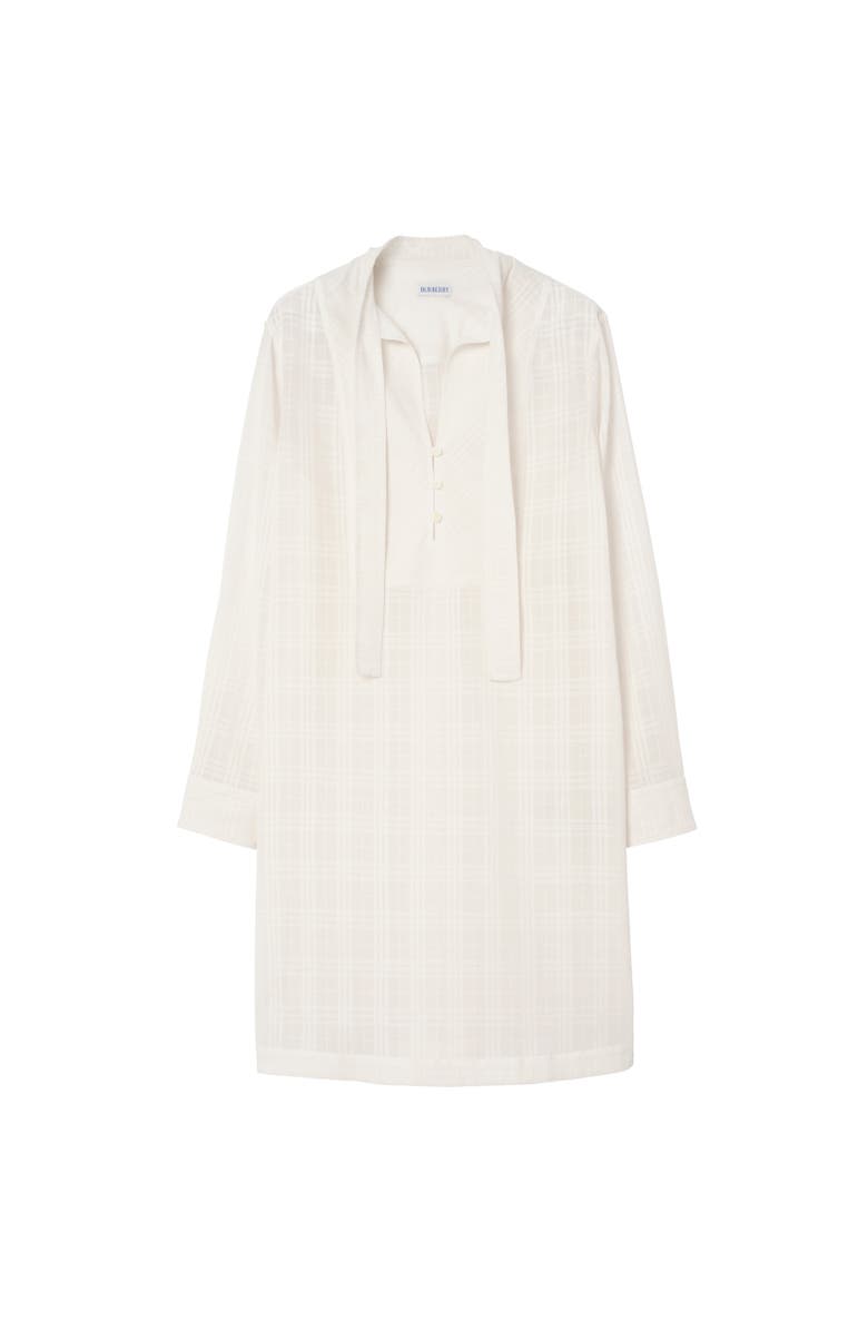 Burberry Check Cotton Voile Dress, Alternate, color, Chalk White