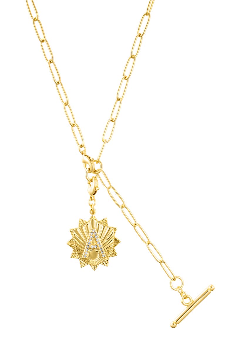 Initial CZ Pendant Toggle Necklace, Main, color, GOLD-A