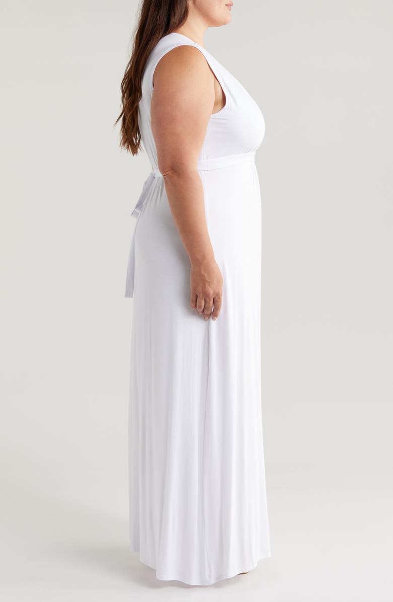 24seven Comfort Apparel Sleeveless Jersey Maxi Dress, Alternate, color, White
