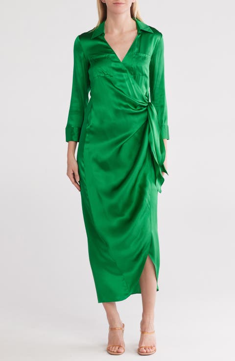 Kadi Long Silk Wrap Dress
