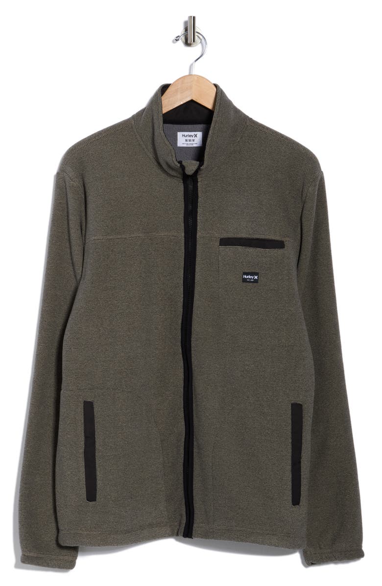 Hurley Mixed Media Full Zip Jacket, Alternate, color, Iguana