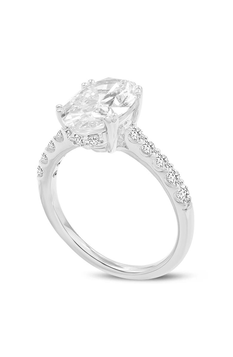LuvMyJewelry Isidora 14K White Gold Oval Lab Grown Diamond Hidden Halo Engagement Ring - 3.5 Ct, Main, color,
