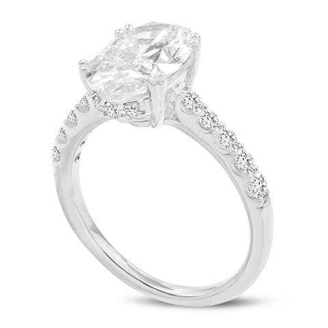 Isidora 14K White Gold Oval Lab Grown Diamond Hidden Halo Engagement Ring - 3.5 Ct
