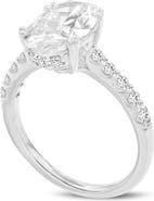 LuvMyJewelry Isidora 14K White Gold Oval Lab Grown Diamond Hidden Halo Engagement Ring - 3.5 Ct