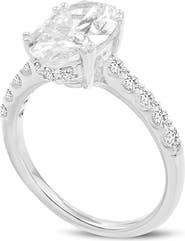 LuvMyJewelry Isidora 14K White Gold Oval Lab Grown Diamond Hidden Halo Engagement Ring - 3.5 Ct
