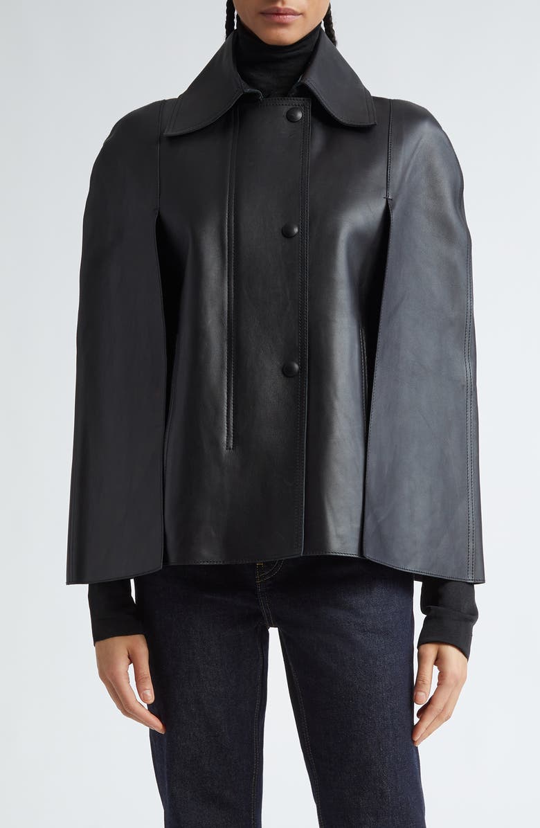 TOTEME Double Leather Cape Jacket, Main, color,