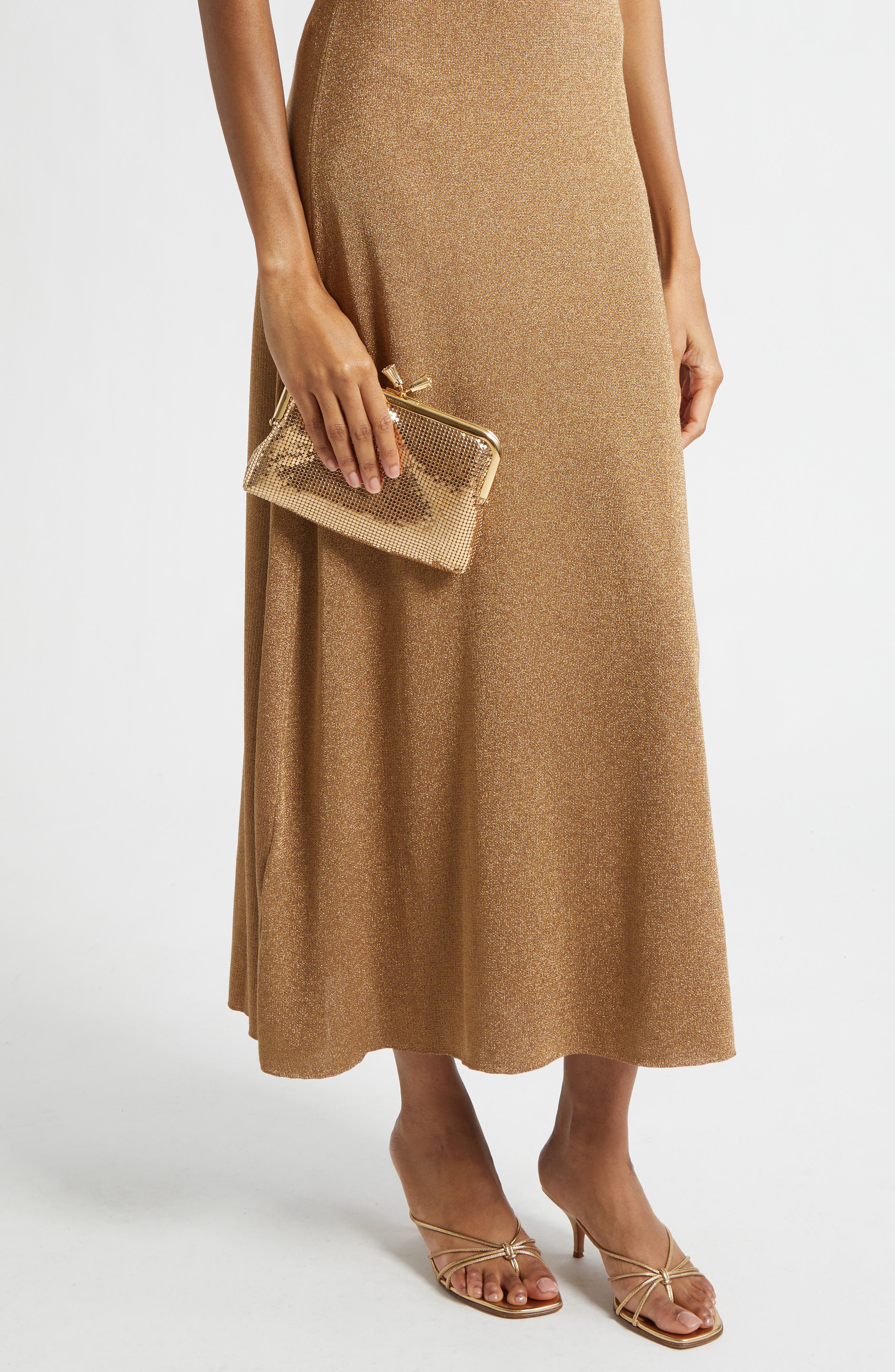 Anya Hindmarch Maud Metallic Mesh Clutch, Alternate, color, Gold