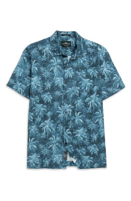 Rodd & Gunn Destiny Bay Linen Printed Short Sleeve Shirt In Teal