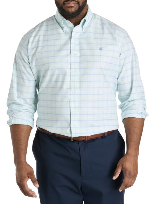 B+T Essentials Fit by Dxl Big & Tall  Non-Iron Oxford Check Sport Shirt in Bleached Aqua  product