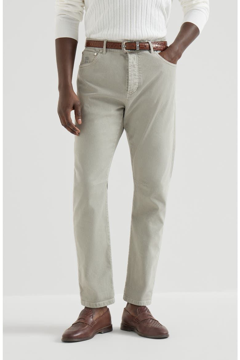 Garment-dyed denim trousers, Main, color, Khaki
