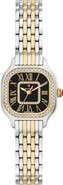 MICHELE Mini Meggie Noir Diamond Two-Tone Bracelet Watch, 23mm x 25mm