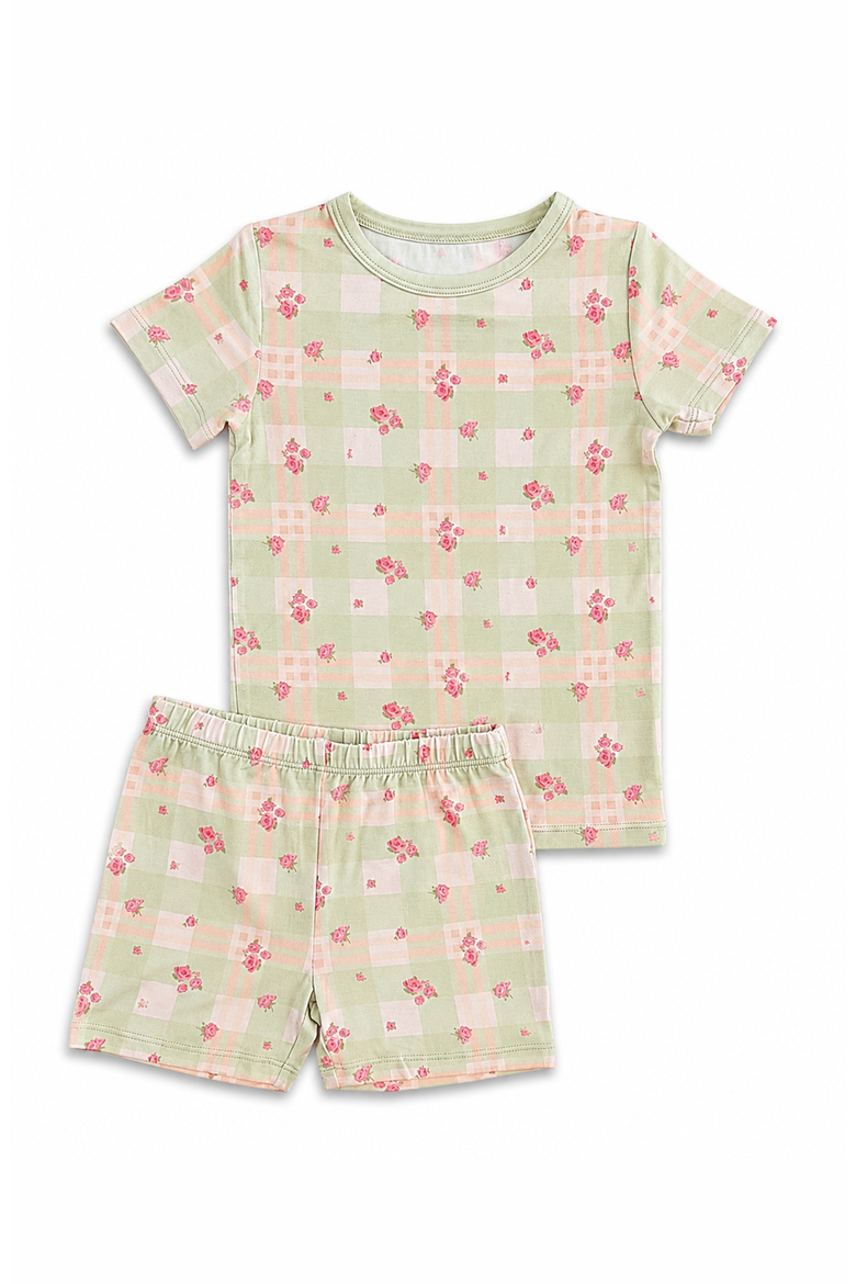 Sophie Two Piece Short Sleep Set, Main, color, Green Floral