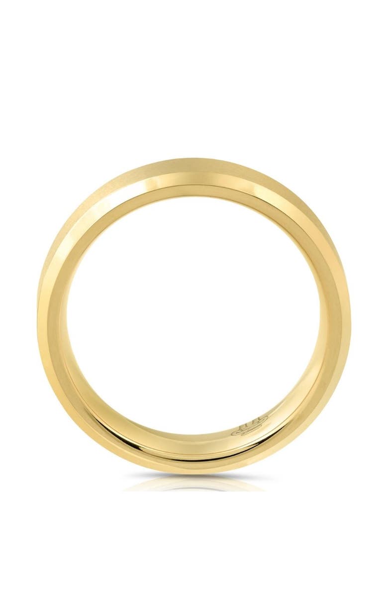 Bliss Diamond Mens Gold Plated Tungsten Ring 6mm Comfort Fit Brushed Beveled Edge Wedding Band, Alternate, color,