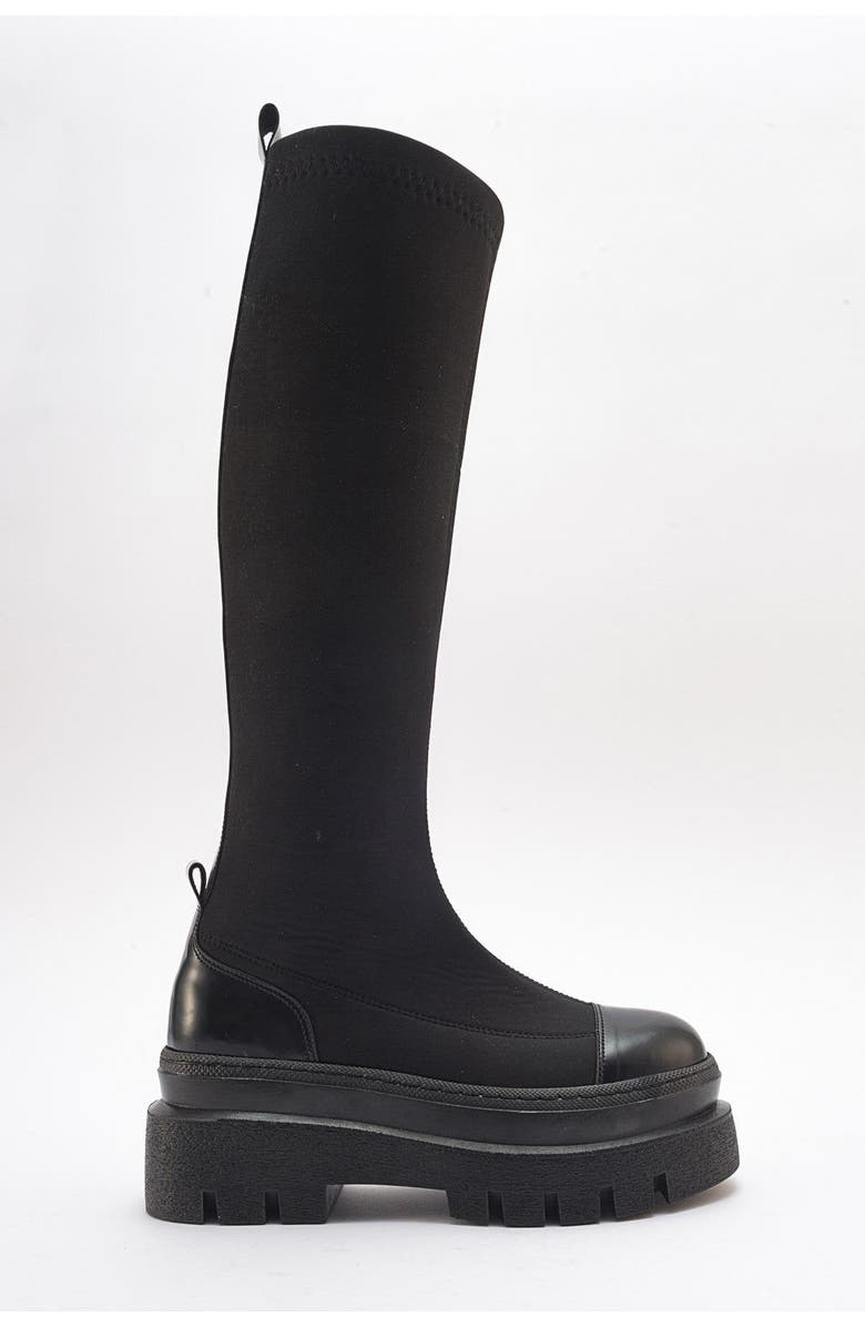 Prologue Shoes Celine Scuba Boot, Main, color, Black Faux Leather