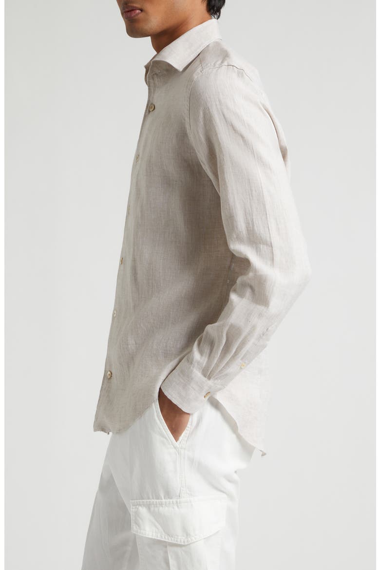 Linen Button-Up Shirt, Alternate, color, SAND