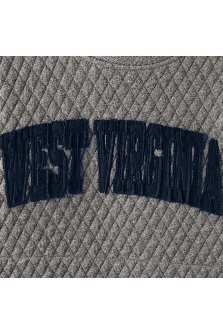 Women's Pressbox Heather Charcoal West Virginia Mountaineers Moose Quilted Pullover Sweatshirt, Alternate, color, Heather Gray